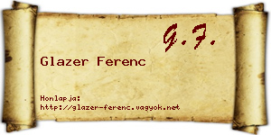 Glazer Ferenc névjegykártya